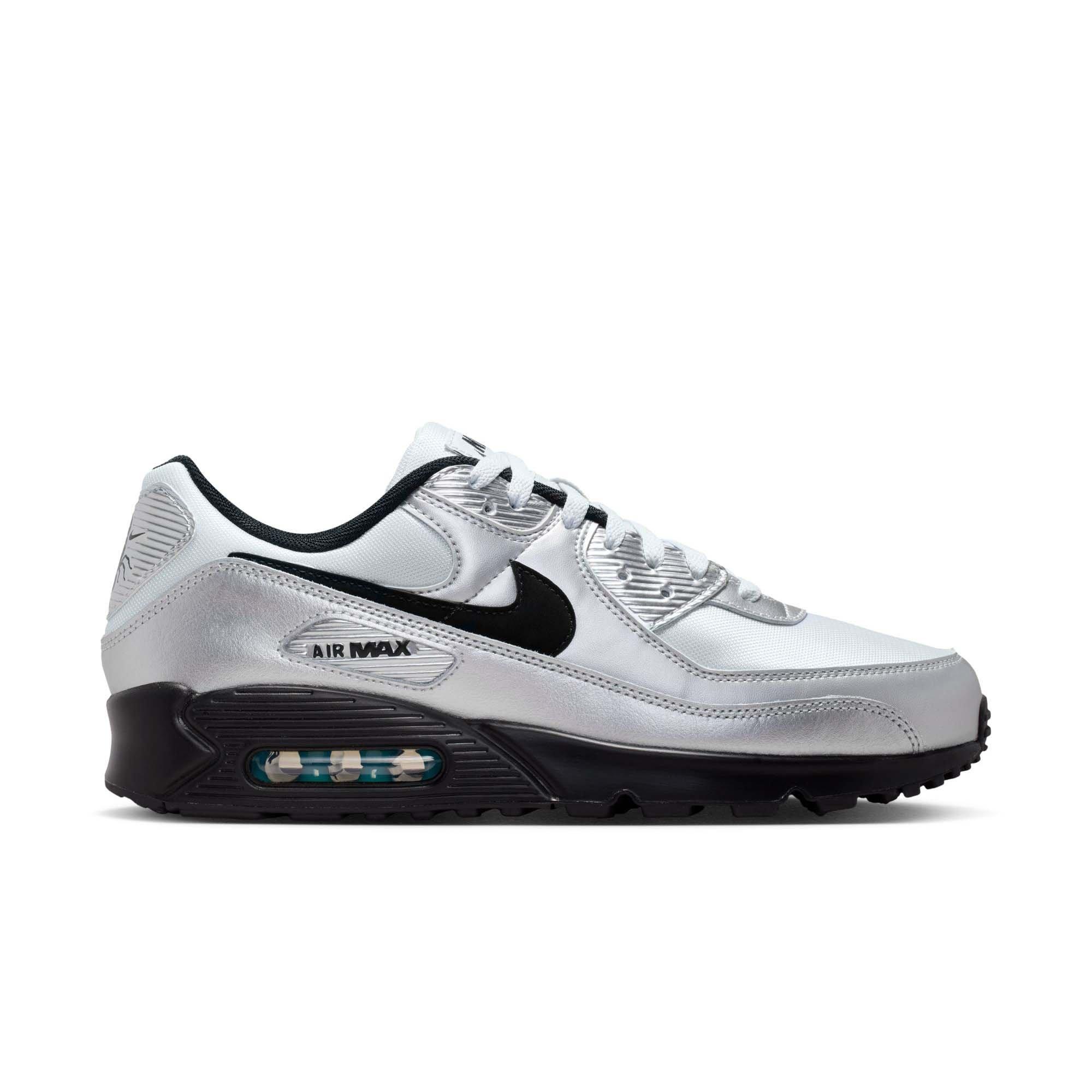 Nike Air Max 90 Premium "Chrome/Black/Gamma Blue" Men's Shoe - SILVER/BLUE
